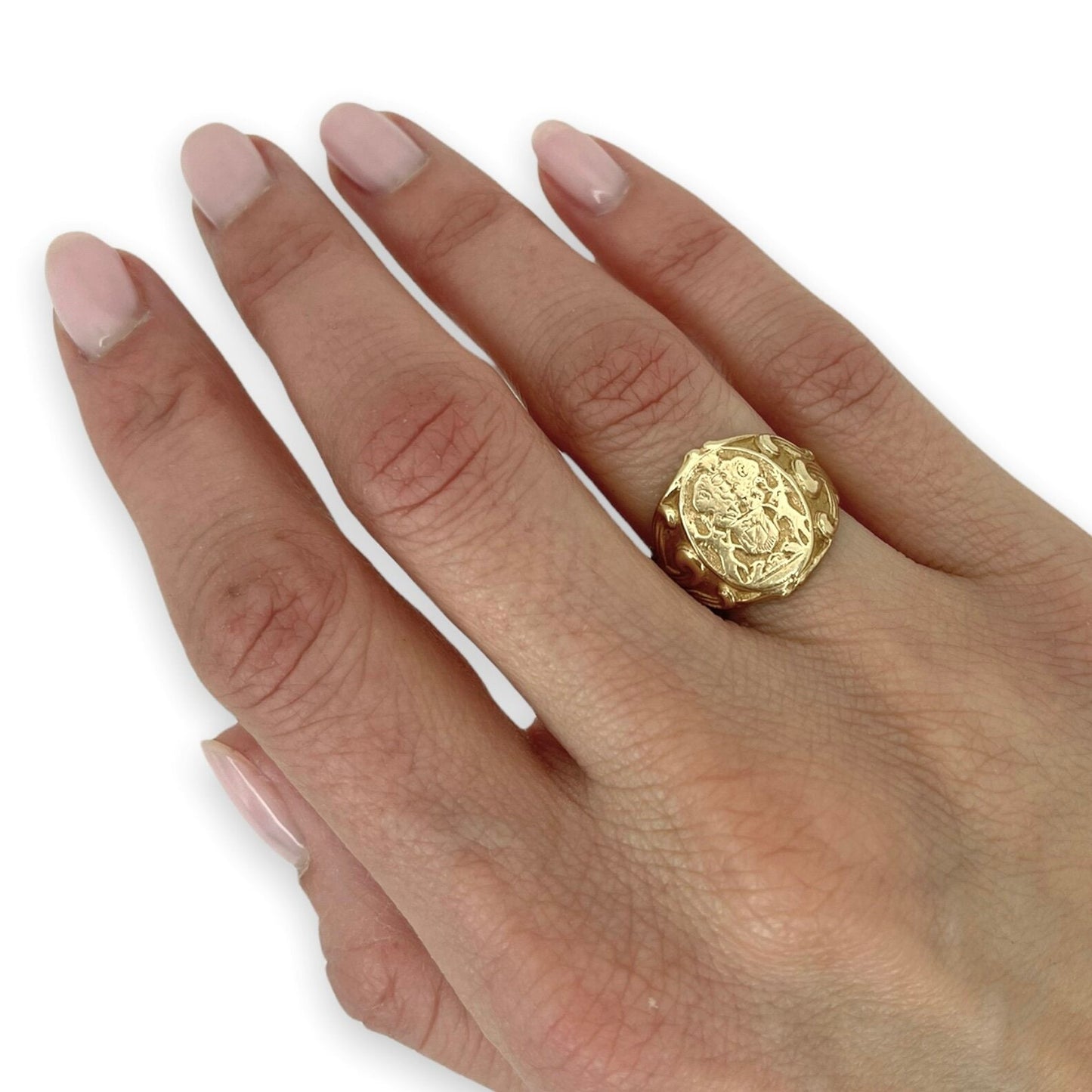 ART NOUVEAU 14k GOLD CREST SIGNET RING