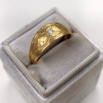 ANTIQUE 14K ART NOUVEAU ORNATE DIAMOND BAND