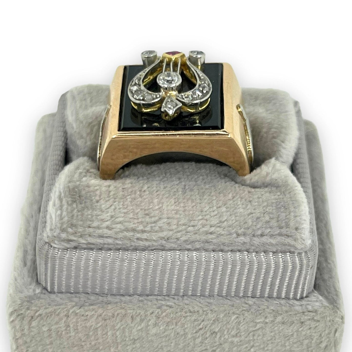 ART DECO 18K DIAMOND LYRE RING