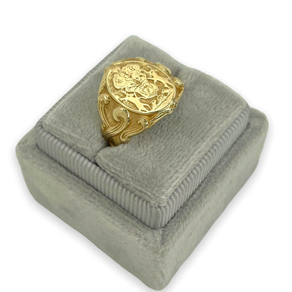 ART NOUVEAU 14k GOLD CREST SIGNET RING