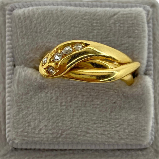 ANTIQUE 18K SNAKE RING W/ROSE CUT DIAMONDS