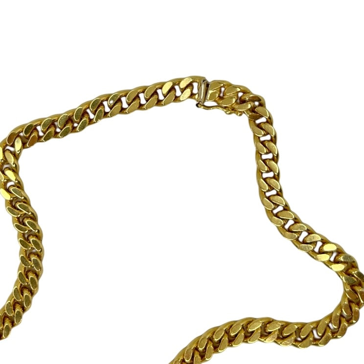 VINTAGE 18K TWO-TONE SOLID CURB LINK CHAIN w/ DIAMONDS