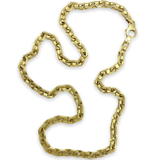 Vintage 14k CURB-LINK GOLD CHAIN NECKLACE w/ DOT DETAILS