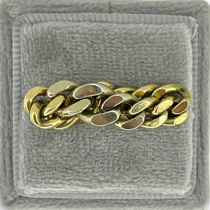 VINTAGE GRADUATED CURB-LINK GOLD CHAIN RING