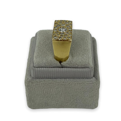 VINTAGE 14K RECTANGULAR DIAMOND COBBLESTONE RING