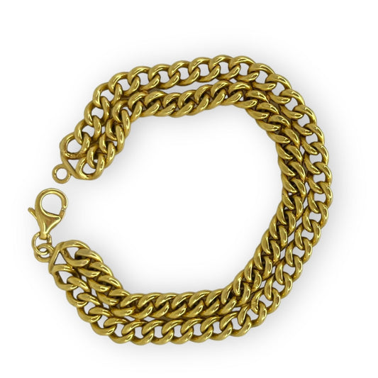 VINTAGE 18K DOUBLE CURB-LINK GOLD CHAIN BRACELET