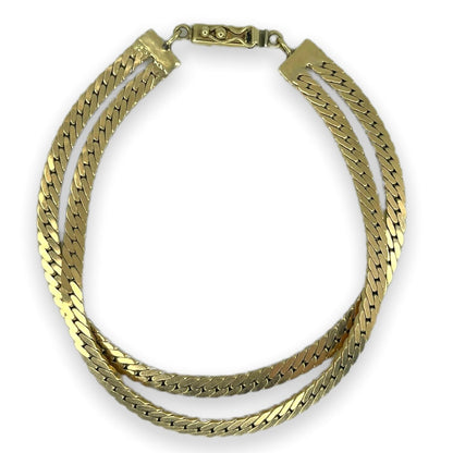 VINTAGE 14K DOUBLE STRAND CURB-LINK GOLD CHAIN BRACELET