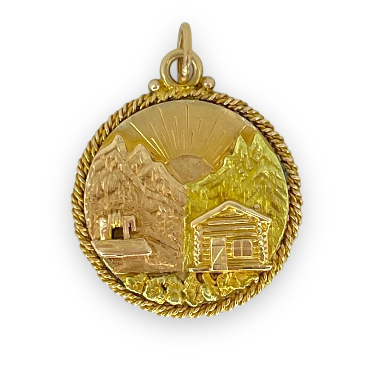 VINTAGE 14K TRI-TONE ALASKAN MINE PENDANT