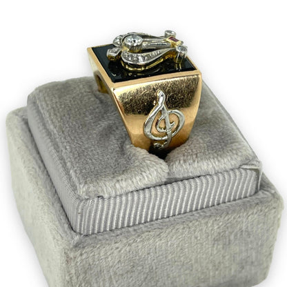 ART DECO 18K DIAMOND LYRE RING