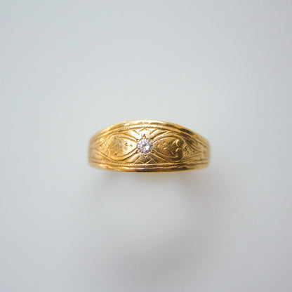 ANTIQUE 14K ART NOUVEAU ORNATE DIAMOND BAND