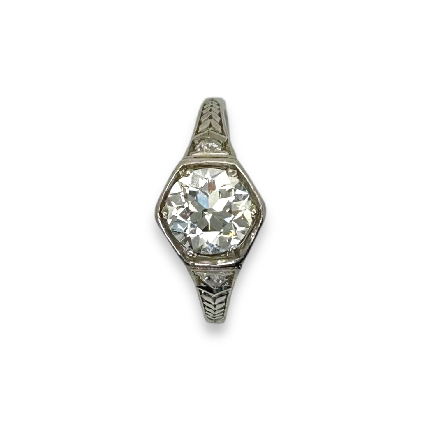 VINTAGE PLATINUM OLD EURO CUT DIAMOND SOLITAIRE