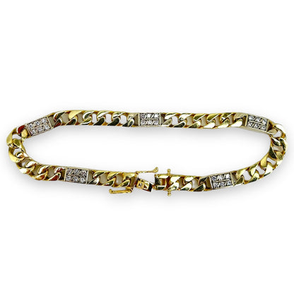 VINTAGE CURB-LINK BRACELET w/ 0.60 CTW BRILLIANT-CUT DIAMOND HIGHLIGHTS