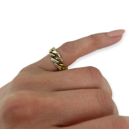 VINTAGE GRADUATED CURB-LINK GOLD CHAIN RING