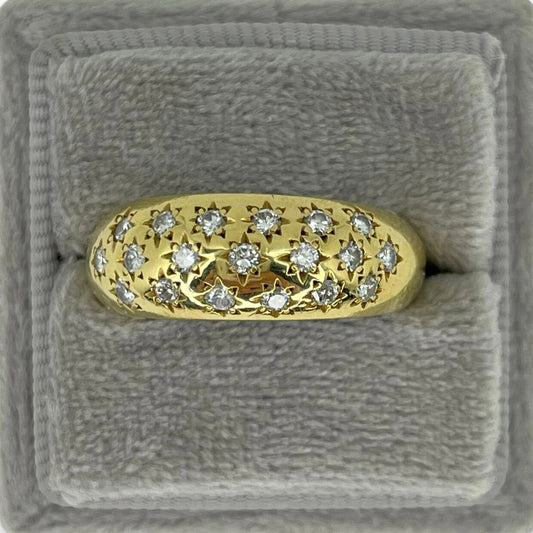 ANTIQUE 18K DOMED DIAMOND STARS RING