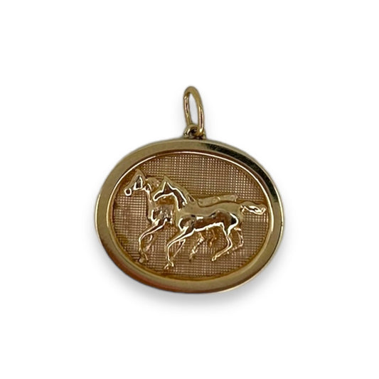 Vintage 14K Double Horse Charm