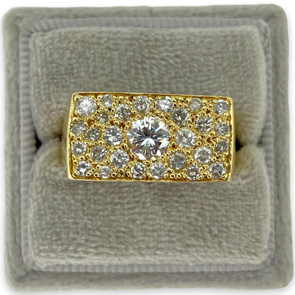 VINTAGE 14K RECTANGULAR DIAMOND COBBLESTONE RING