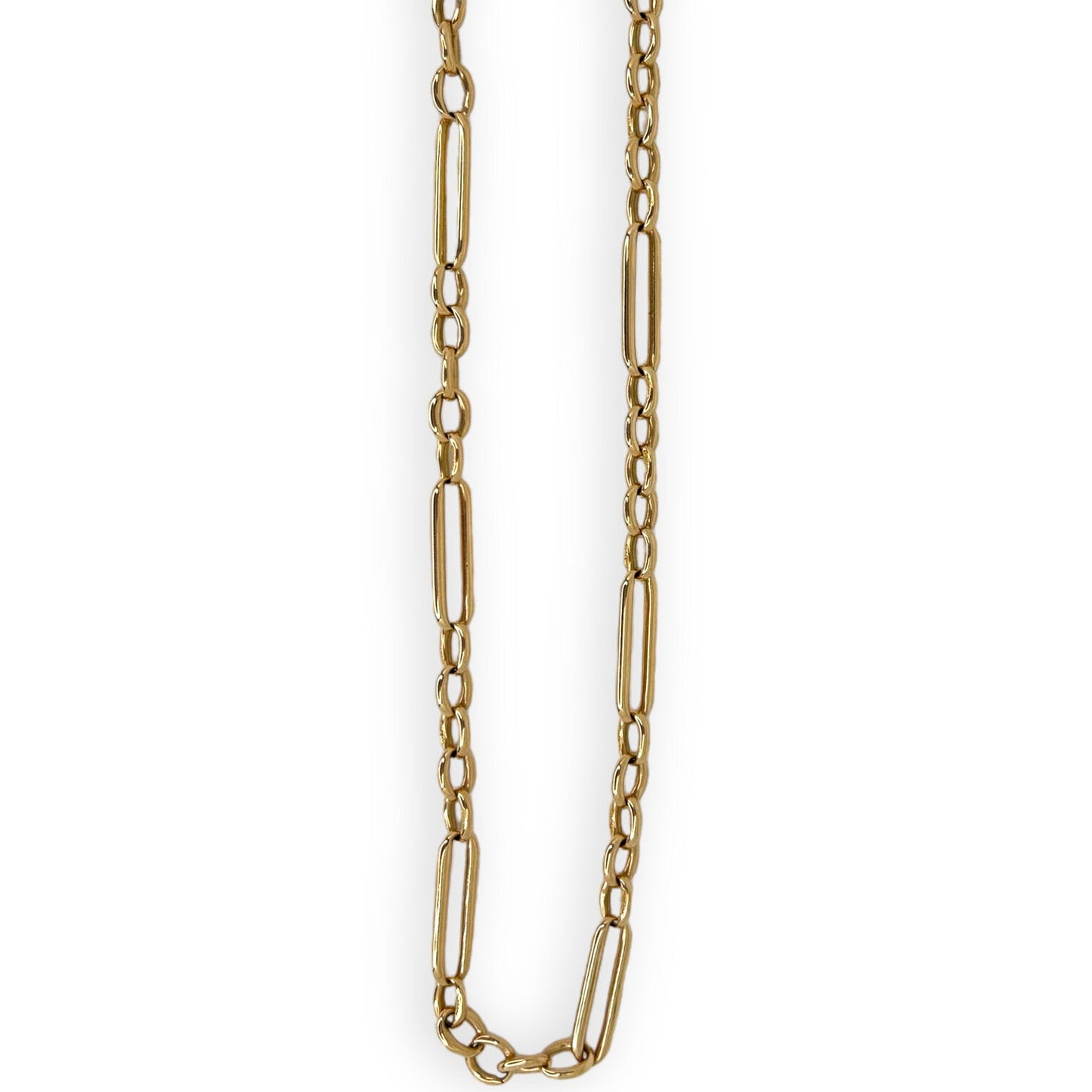 ANTIQUE 15K TROMBONE LINK GOLD CHAIN NECKLACE