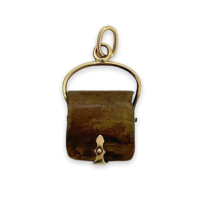 VINTAGE WOOD + GOLD BAG CHARM