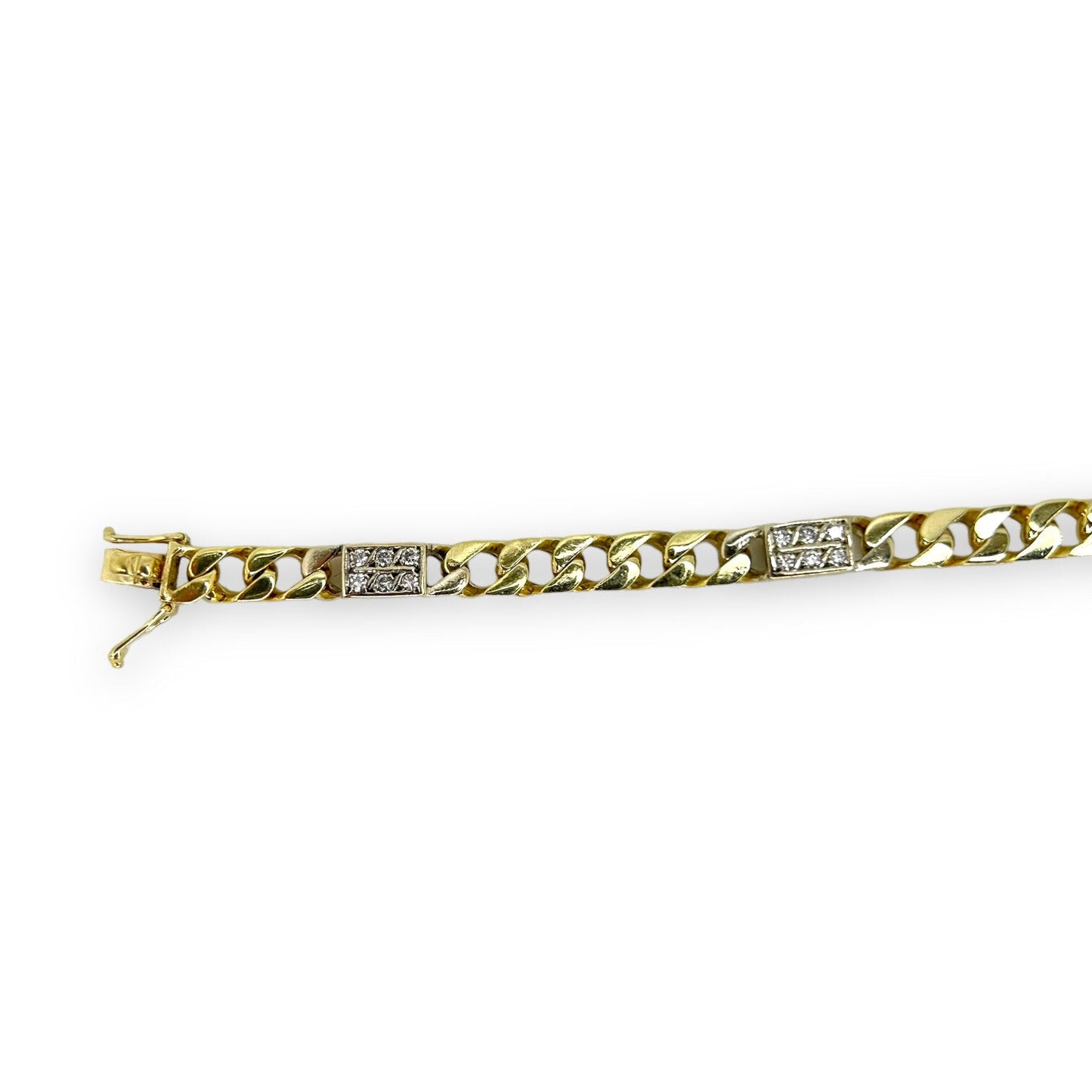 VINTAGE CURB-LINK BRACELET w/ 0.60 CTW BRILLIANT-CUT DIAMOND HIGHLIGHTS