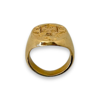 VINTAGE 14K ENGRAVED SHIELD SIGNET RING