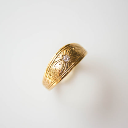 ANTIQUE 14K ART NOUVEAU ORNATE DIAMOND BAND