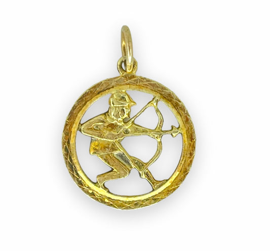 VINTAGE 14K ROUND SAGITTARIUS CUTOUT CHARM