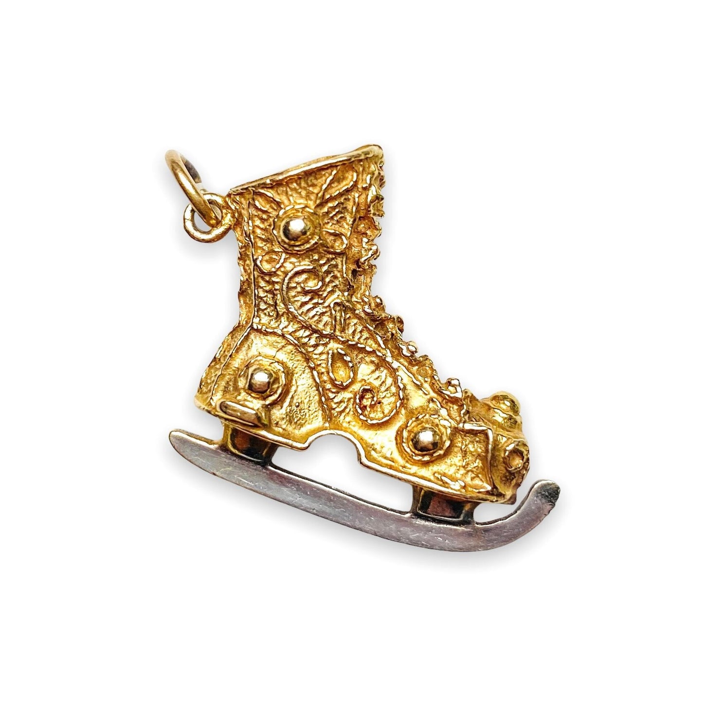 VINTAGE 9K ORNATE ICE SKATE PENDANT