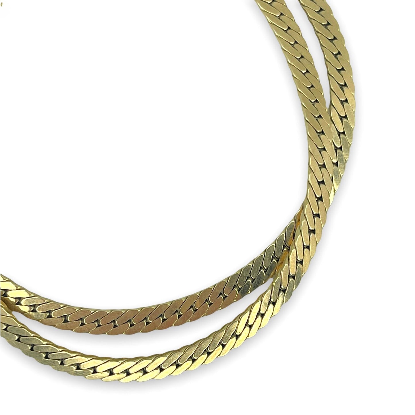 VINTAGE 14K DOUBLE STRAND CURB-LINK GOLD CHAIN BRACELET