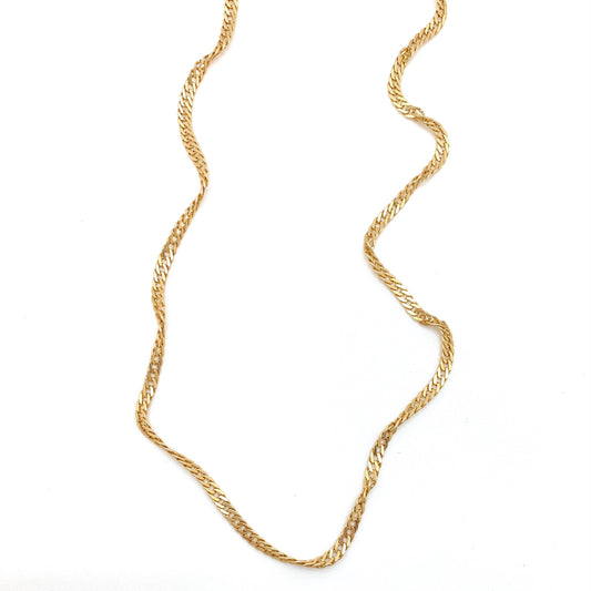 VINTAGE 14K TWISTED CURB-LINK GOLD CHAIN NECKLACE