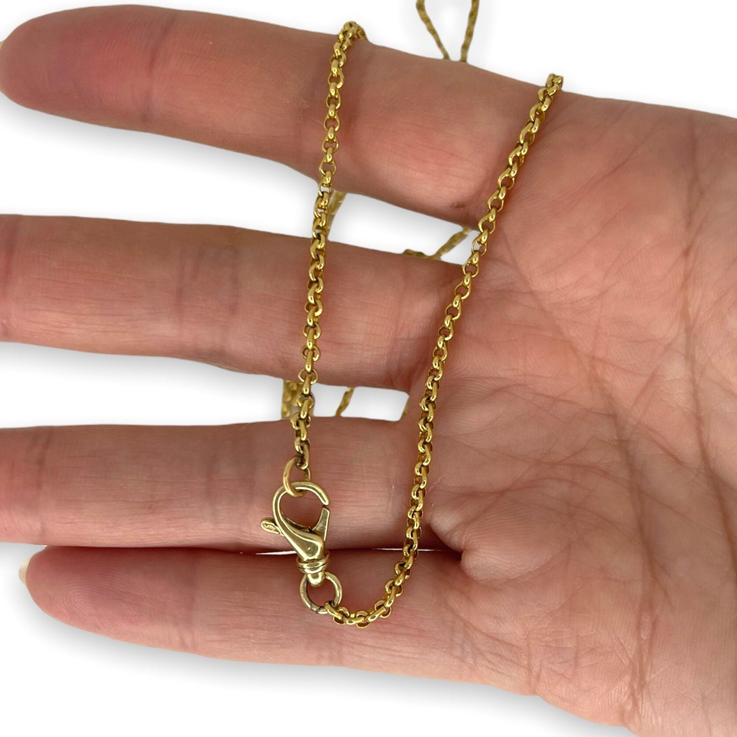 VINTAGE 14K MINI ROLO-LINK GOLD CHAN NECKLACE w/ LOBSTER CLASP