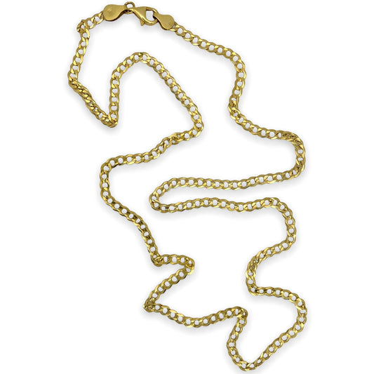 VINTAGE 14K FLAT OPEN CURB-LINK GOLD CHAIN NECKLACE