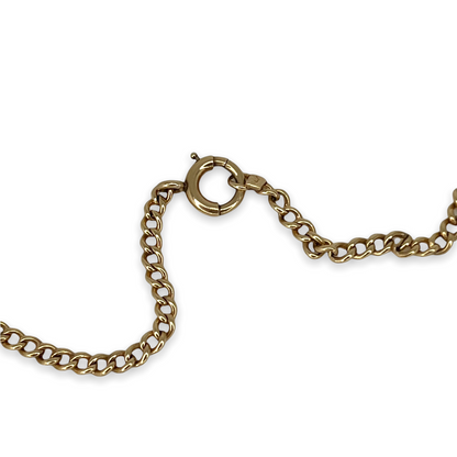 VINTAGE 14K ROUNDED CURB-LINK GOLD CHAIN NECKLACE w/ BOLT CLASP