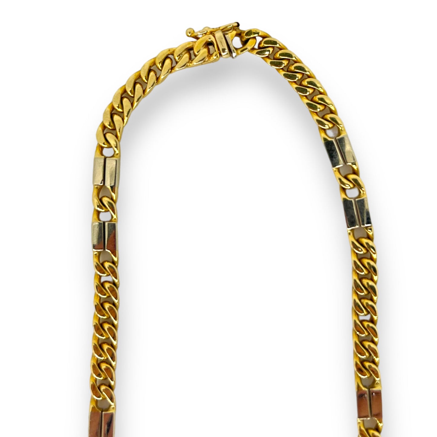 VINTAGE 14K TWO-TONED CURB LINK CHAIN w/ DOUBLE BAR LINKS