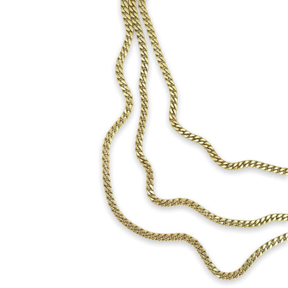 VINTAGE 14K TRIPLE STRAND CURB-LINK GOLD CHAIN NECKLACE