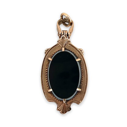 VICTORIAN DOUBLE-SIDED BLACK + RED AGATE LOCKET PENDANT
