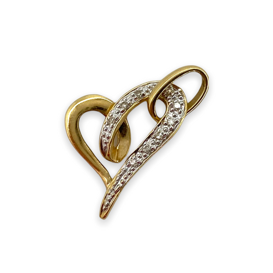 VINTAGE 14K SLANTED DIAMOND HEART CHARM