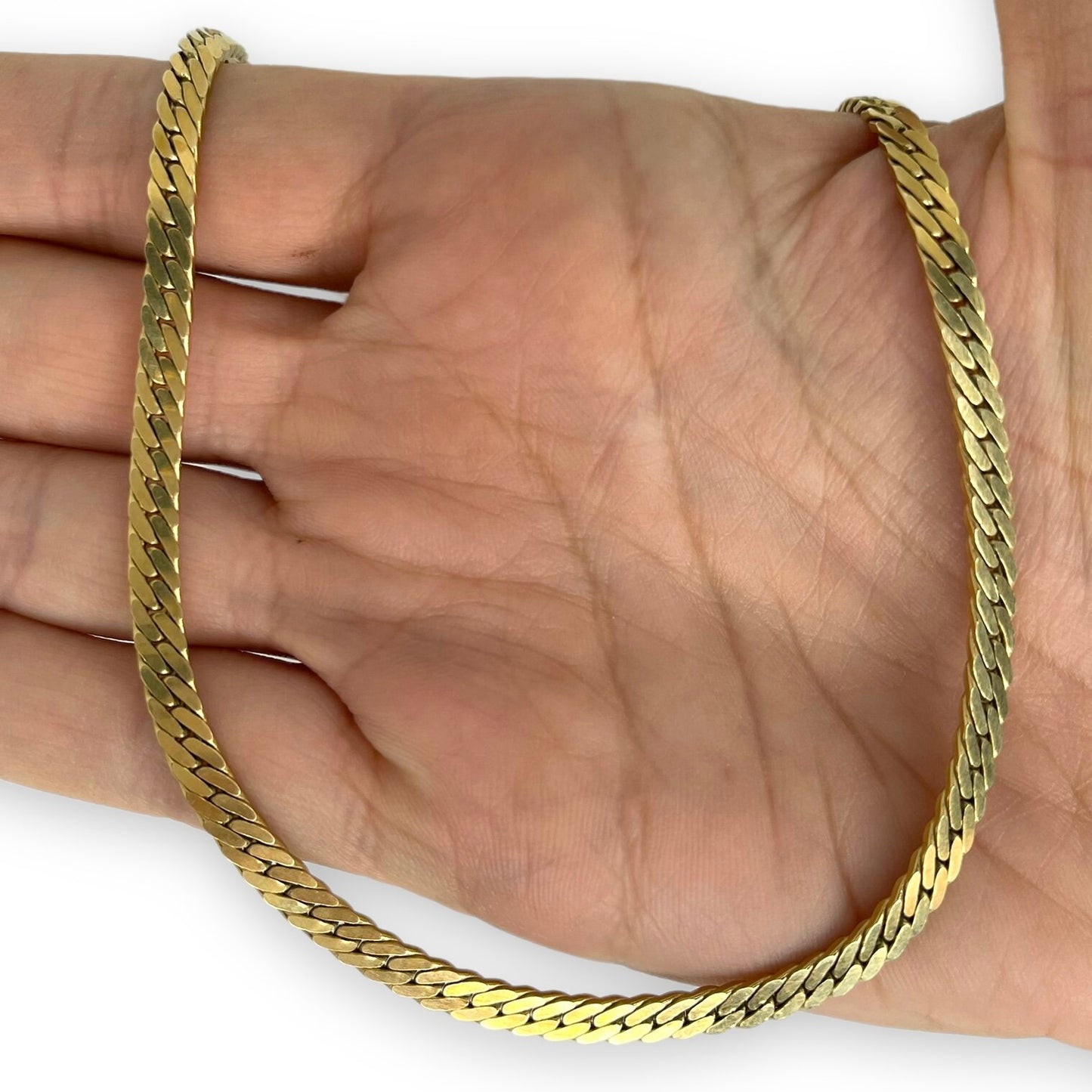 VINTAGE 14K CLOSED CURB-LINK GOLD CHAIN NECKLACE