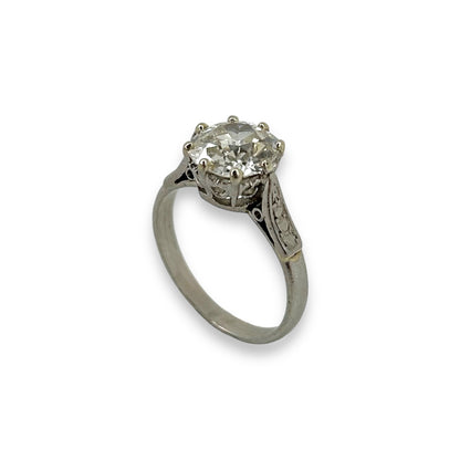 ANTIQUE 1.50 CTW OLD EURO CUT SOLITAIRE ENGAGEMENT RING