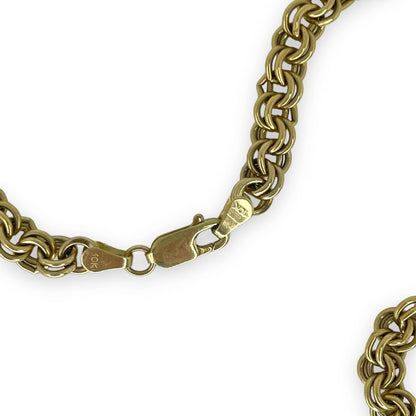 VINTAGE 10K GOLD CHAIN NECKLACE WITH ROUND DOUBLE-RING LINKS