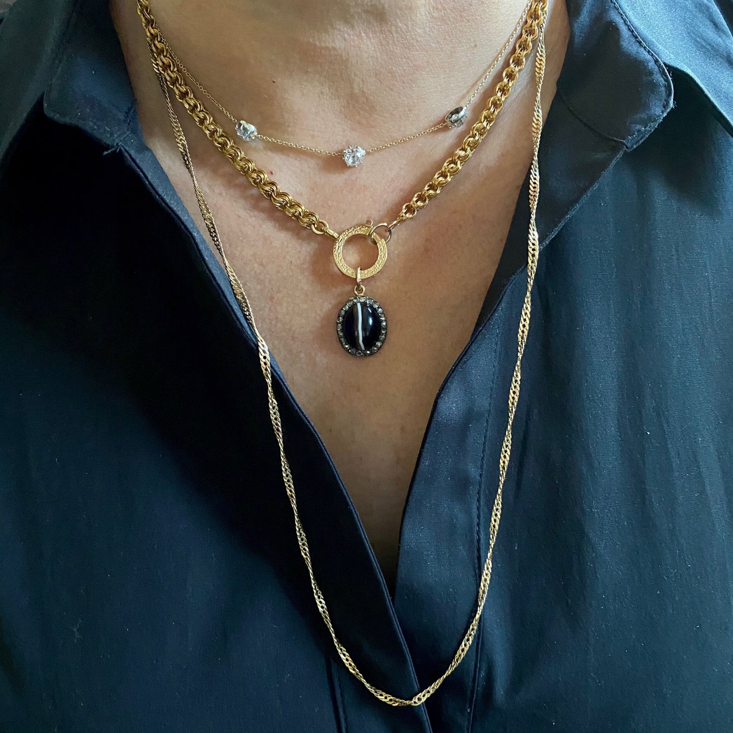 VINTAGE 14K TWISTED CURB-LINK GOLD CHAIN NECKLACE