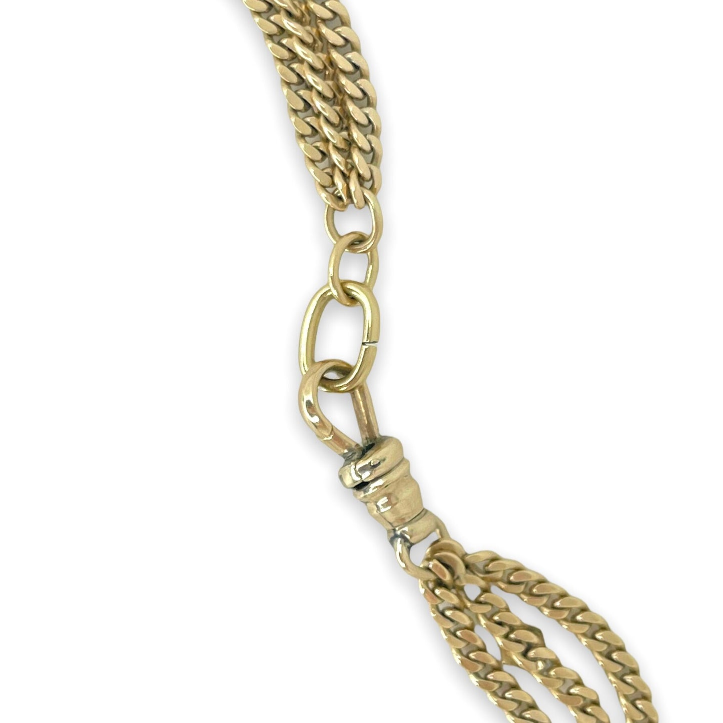 VINTAGE 14K TRIPLE STRAND CURB-LINK GOLD CHAIN NECKLACE