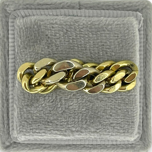 VINTAGE GRADUATED CURB-LINK GOLD CHAIN RING