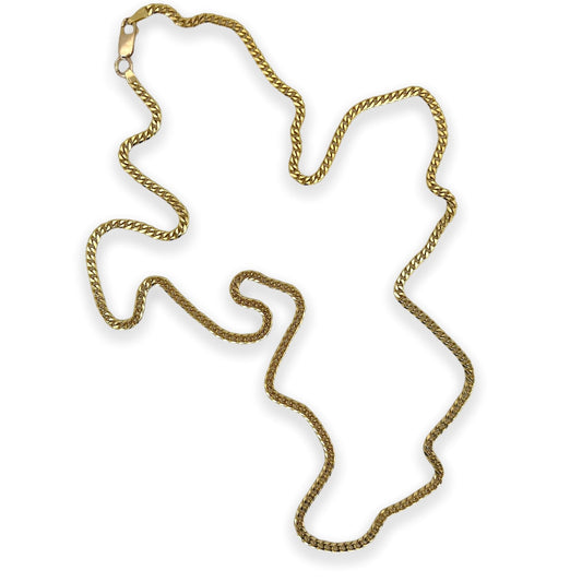 VINTAGE 14K FLAT CURB-LINK GOLD CHAIN NECKLACE