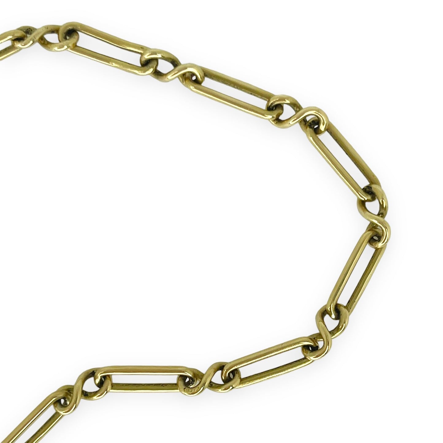 VINTAGE GOLD CHAIN w/ OPEN OVAL BAR + 'INFINITY SYMBOL' LINKS