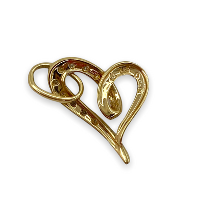 VINTAGE 14K SLANTED DIAMOND HEART CHARM